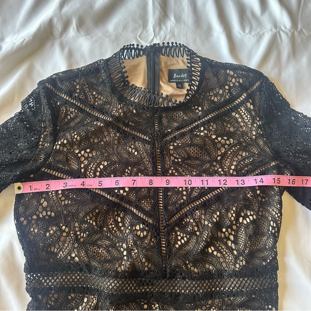 Bardot Theodora Dress Black Lace Mini Size 6 / Small - Picture 9 of 12